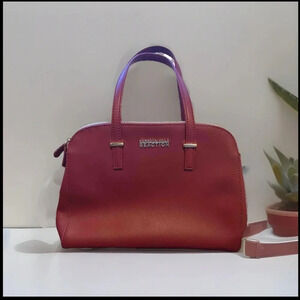 Kenneth Cole REACTION Red Purse Vegan Leather Zipper Compartments Shoulder Bag